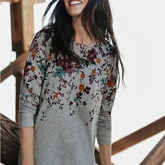 J. Jill Multicolor Floral Gray Sweatshirt - Picture 1 of 5